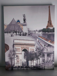 Paris Eiffel Tower Canvas Print Picture Frame 11 x 14 Inch.