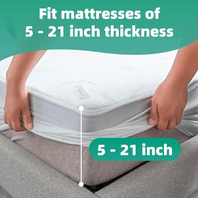 Twin Waterproof Mattress Protector Bamboo Cover up to 21’’ in Bedding in Ottawa - Image 5