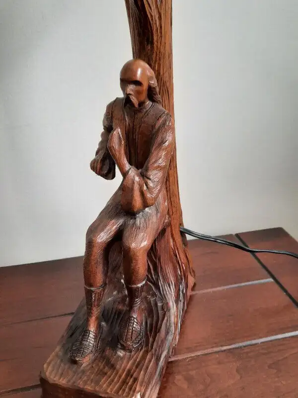 Antique Black Forest Carved Wood Figural Man Table Lamp in Indoor Lighting & Fans in City of Toronto - Image 3