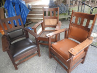 antique Stickly style Mission Oak Arts & Crafts Arm Chairs:two