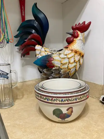 3 Rooster Serving Bowls , View more