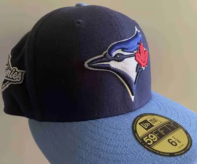 NWT - 6 7/8 Fitted Navy and Powder Blue Jays World Series Hat, View more