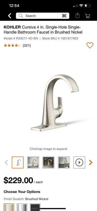 KOHLER Cursiva 4 in. Single-Hole Single-Handle Bathroom Faucet i, View more