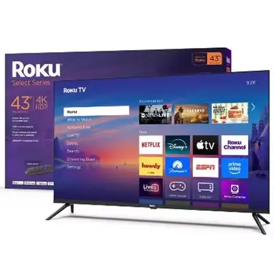  43” Roku 4K UHD Smart TV – Stunning Picture & Smart Streaming, View more