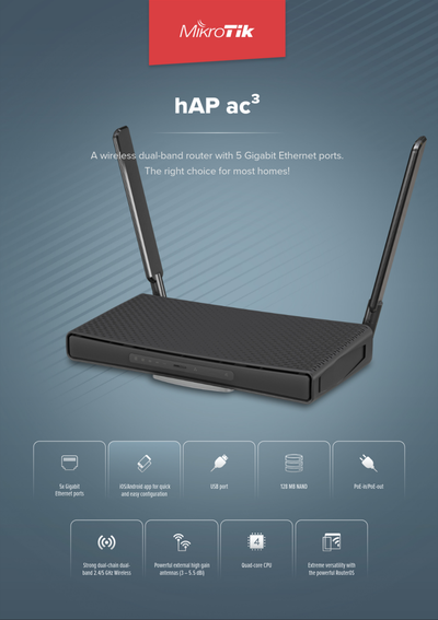 MikroTik hAP ac3 Wireless Router, View more
