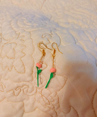 Handmade clay rose earrings