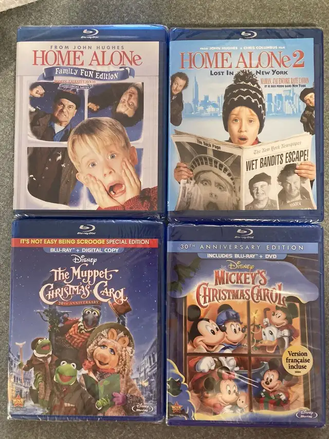 New sealed Blurays Home Alone 1 2 Muppet Christmas Carol Mickey 