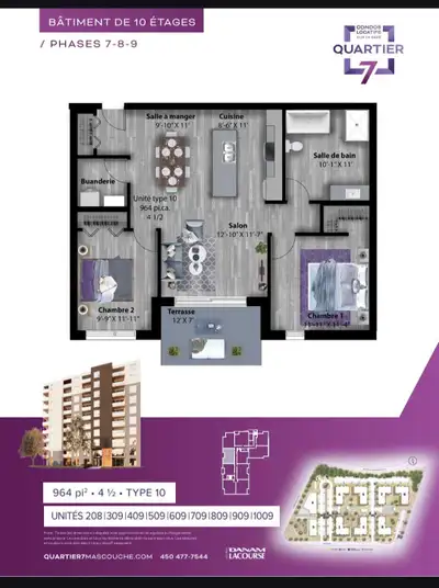 Location de condo 4 1/2 à Mascouche (cession ou sous-location)