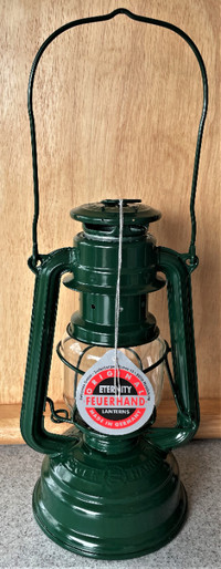 Feuerhand Hurricane Lantern, moss green, new, made in Germany