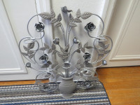 2 metal stands plus wall candle holder