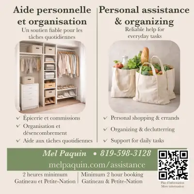 Aide personnelle & organisation–Adultes et aînés | Gatineau & PN, View more