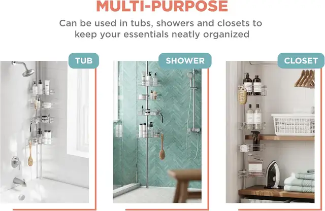 NEW: Rust-resistant shower shelf, 4 adjustable shelves63234629373187123
