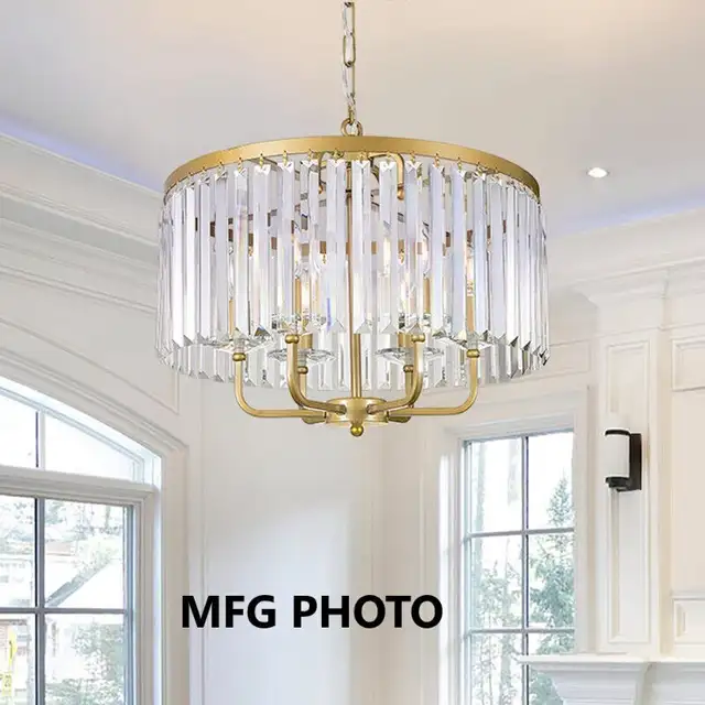 NEW Wellmet 6 Lights Round Crystal Chandelier Candle Prisms GOLD in Indoor Lighting & Fans in City of Toronto - Image 2