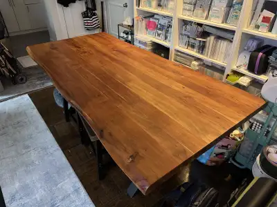 Solid Plank Dining Table and Stools., View more