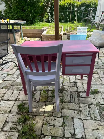 Children’s wooden desk & chair, View more