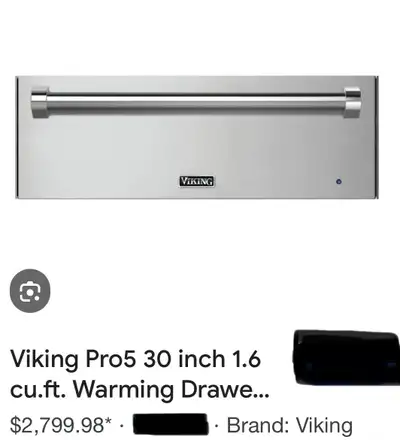 Viking Professional 30” Warming Drawer (Model VEWD530SS), View more