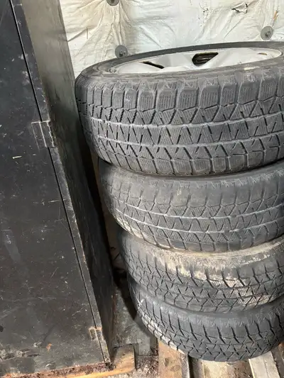 Set of 4 shiny steel rims for Subaru , 5x100, 17” rims Tires are worn and have to be replaced. Selli...