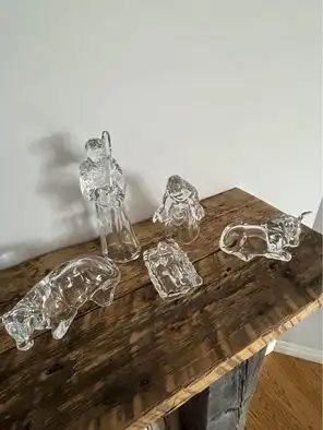5 Piece Bowring Nativity/Manger Crystal Set. Made in France. , View more
