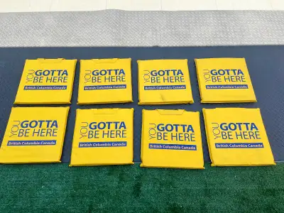 Bright yellow seat cushions, 14”x14”$3 each or 4 for $10, View more