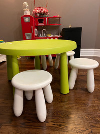 IKEA table and 4 stools