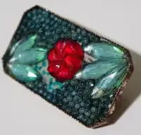ART DECO brooch pin ANTIQUE aquamarine glass stones 1920s CZECH