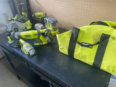 Ryobi 18V Combo Tools, w bag, (1) 4Ah and (1) 1.5 Ah batteries, View more