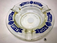 VINTAGE BLUE TOP ALE BEER GLASS ADVERTISING ASHTRAY ASH TRAY