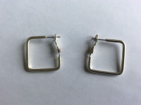 5/8" Square Silver Coloured Metal Earrings