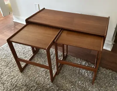MCM Dutch teak nesting tables, View more