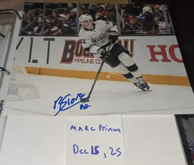Brandt Clarke signed puck and 8x10 photo Kings Hockey, View more