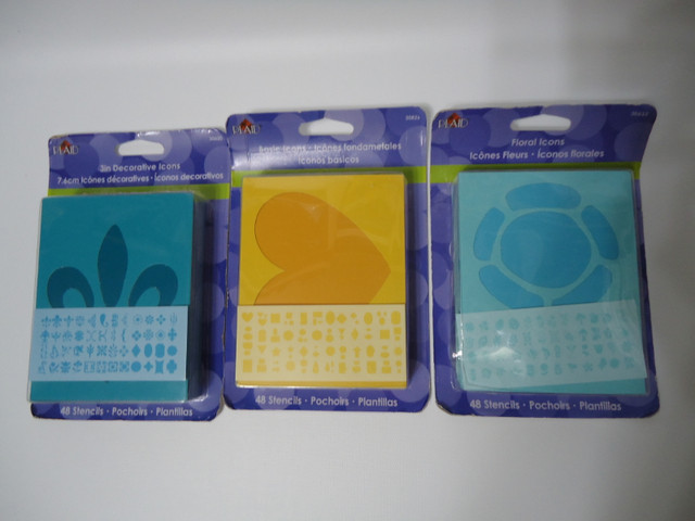 Lot of 5 NEW sealed stencil packs Plaid lettering symbols icons in Hobbies & Crafts in Hamilton - Image 2