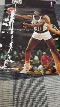 BERNARD KING & LARRY BIRD NBA CONVERSE ACTION POSTER 1990 ERA