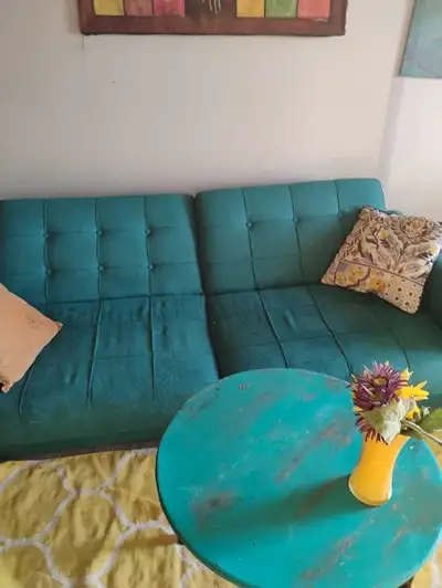 comfortable teal futon/bef, View more
