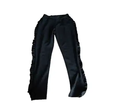 Black Ruffle Trim Pants, View more
