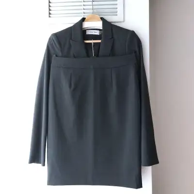 Calvin Klein Womens Grey Gray Skirt Suit - Blazer 2 - Skirt 4, View more