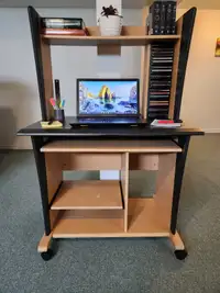 Computer Desk on Wheels with Hutch