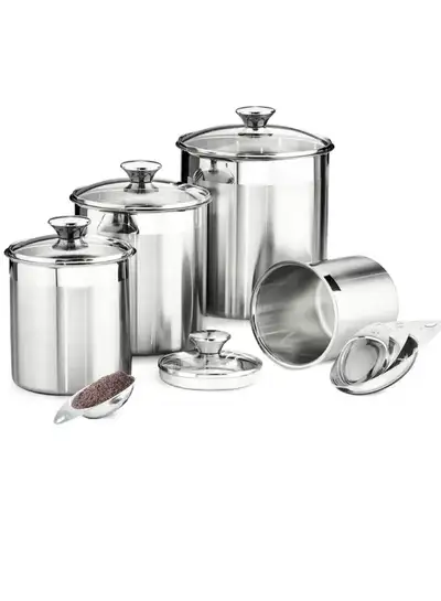 Tramontina Gourmet 8 Piece Canister & Scoops Set, Stainless Stee, View more