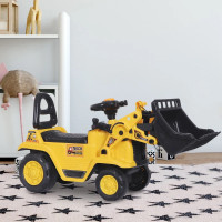 Ride-On Toy Bulldozer with Bucket Horn Steering Wheel Storage To