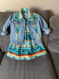 Girls size 6/7 ribbon dress and matching jacket