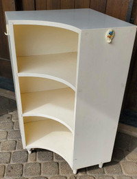 Unique Corner Shelving Unit or Bookshelf, Solid Wood and Painted