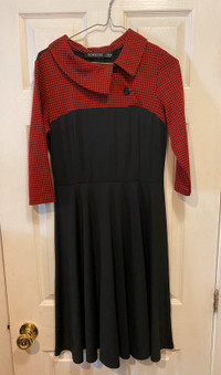 Red plaid & Black dress 