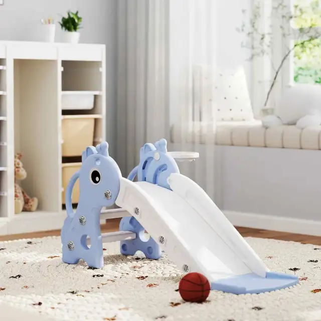 3 in 1 Toddler Slide for Age 1-3. Giraffe Design, Blue in Toys in Markham / York Region - Image 10