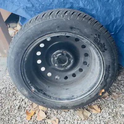 215/55R17 Snowgripper winter tires with 17" steel rims. Only used half of a season. 90 Tread on tire...