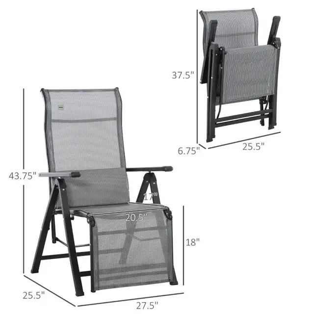 Zero Gravity Chair, Folding Recliner, Patio Lounger with 9 Level in Patio & Garden Furniture in Markham / York Region - Image 4