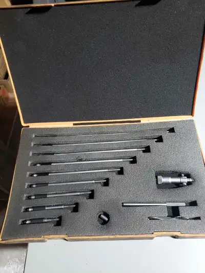 Mitutoyo inside micrometer- as new, complete. Over $350 + tax new. Phone 902-275-4739