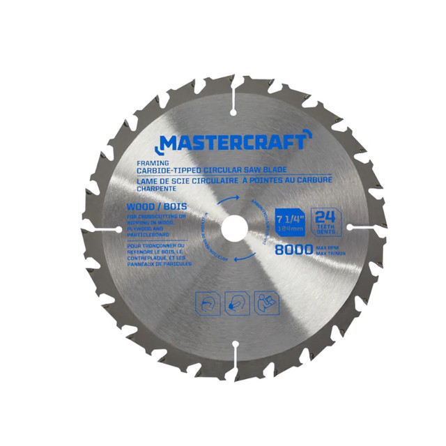 Mastercraft 7-1/4-in 24T Carbide Tipped Circular Saw Blade in Power Tools in Mississauga / Peel Region