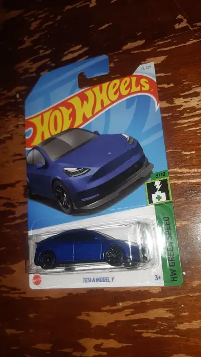 Blue Tesla Model Y Hot Wheels Green Speed 2024 NIP, View more