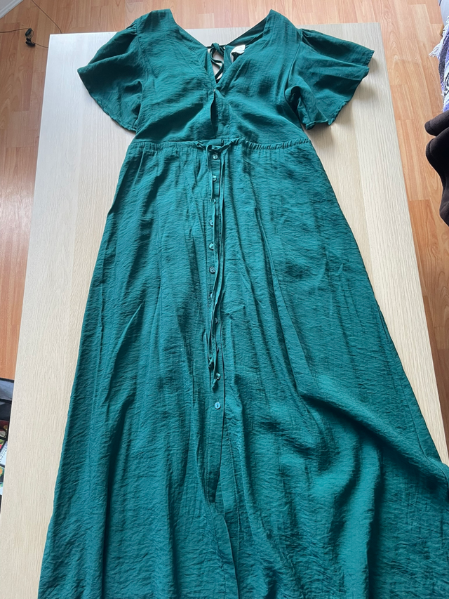 Apricot Forest Green Maxi Dress NWOT