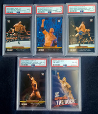 LOT of 5, The Rock Dwayne Johnson WWE Wrestling cards, PSAMINT
