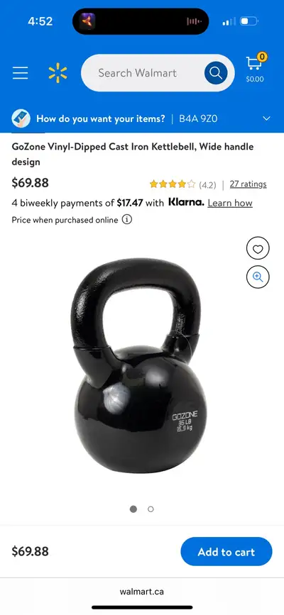 This is a new GoZone vinyl-dipped cast iron kettlebell with a wide handle design, perfect for variou...